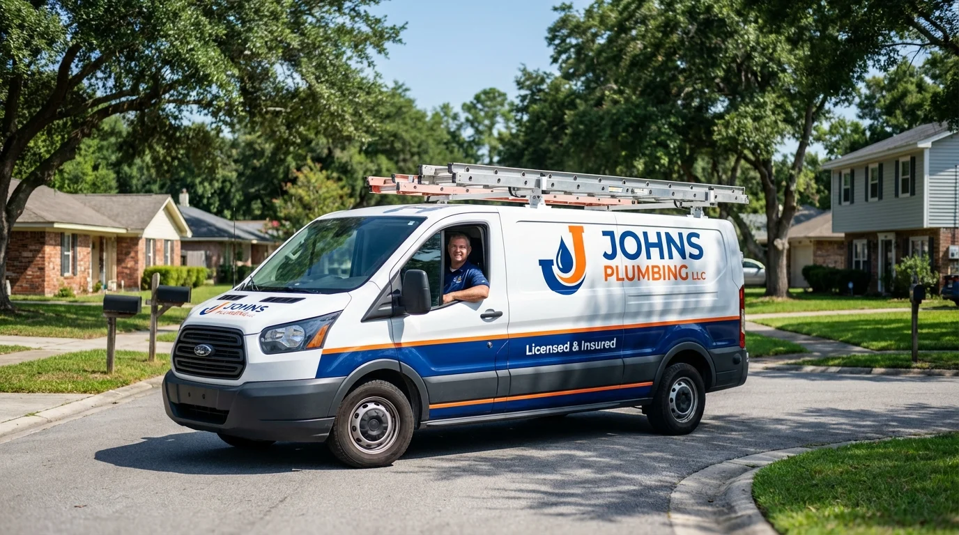 Johns Plumbing LLC service van in West Stockbridge, MA
