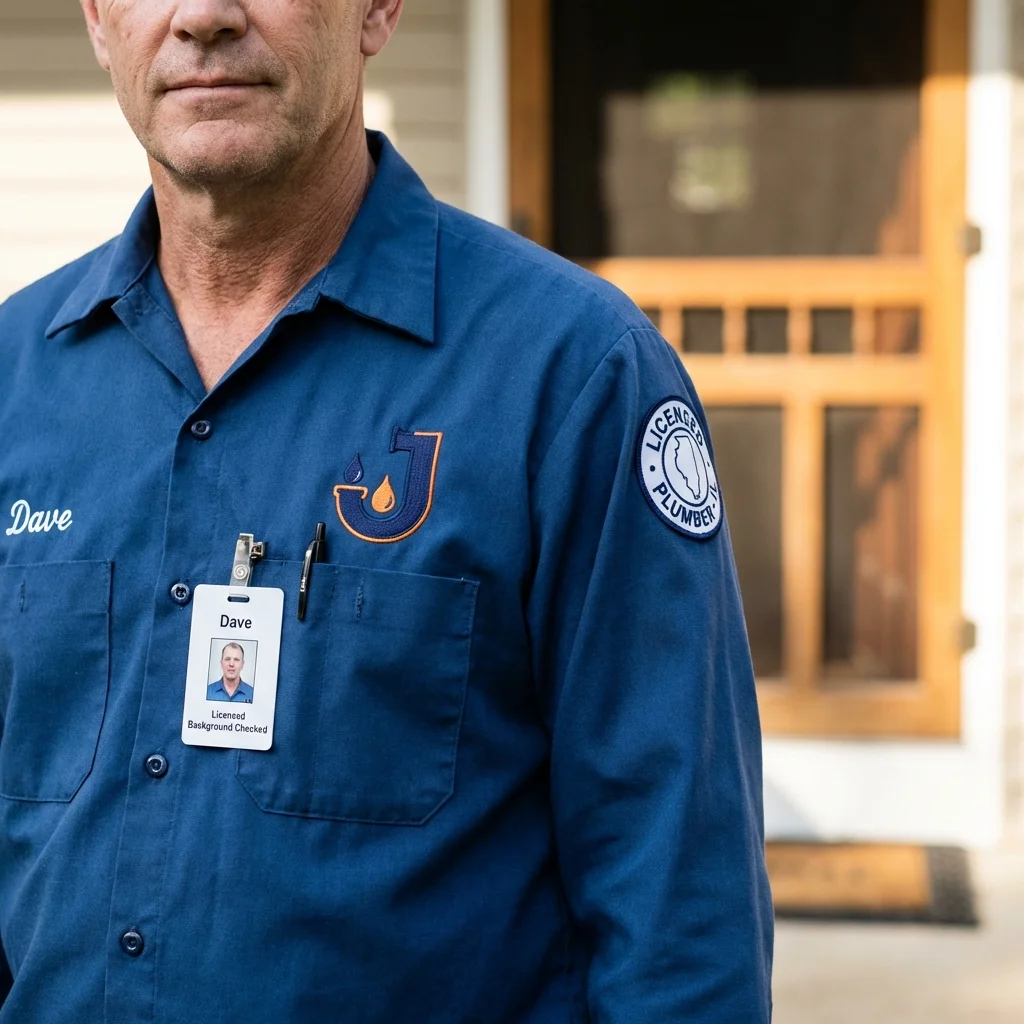 Licensed plumber showing ID badge in West Stockbridge, MA