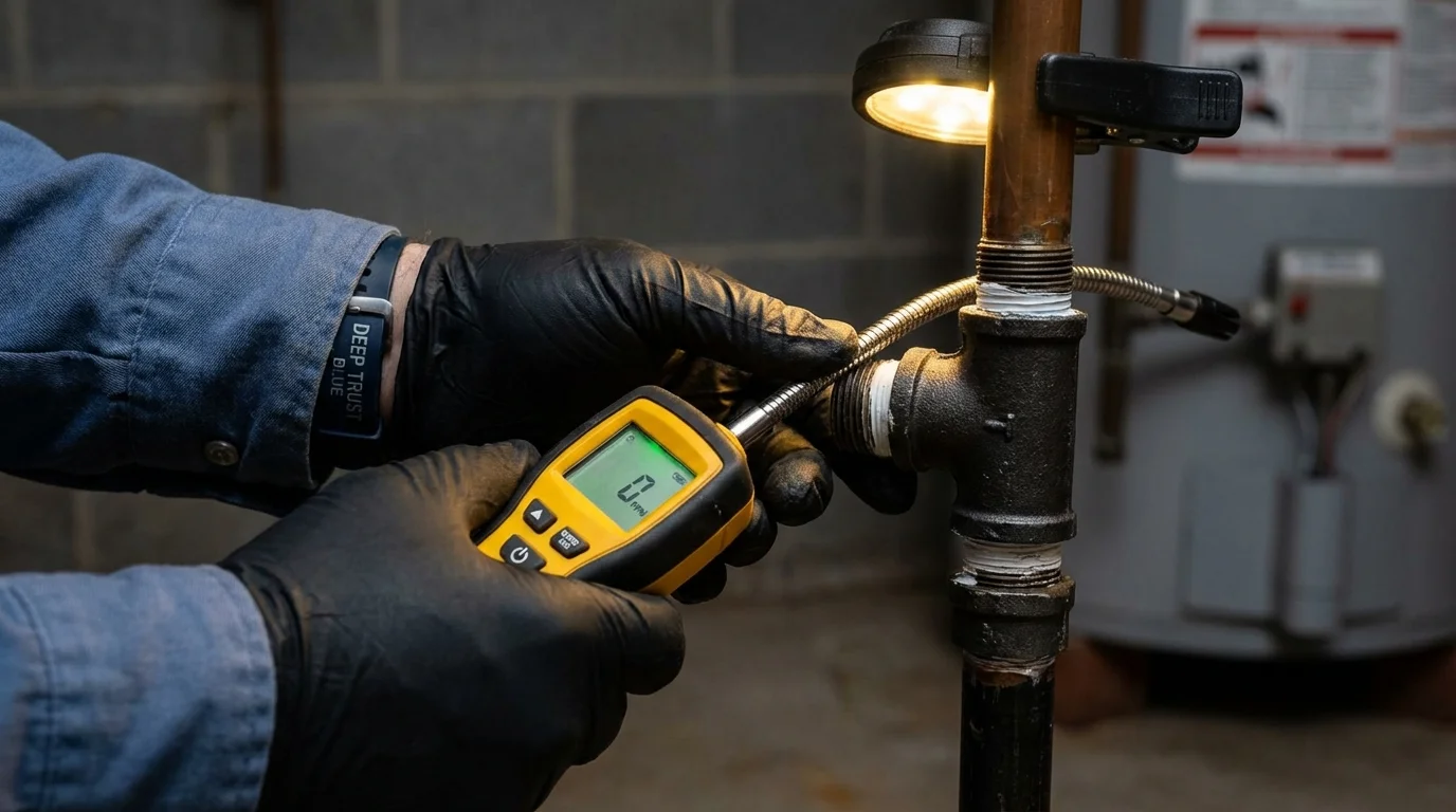 Gas leak detection with electronic sniffer by Johns Plumbing LLC in West Stockbridge