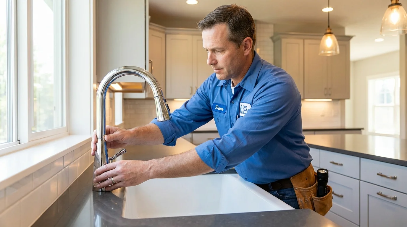 Kitchen faucet installation by Johns Plumbing LLC in West Stockbridge