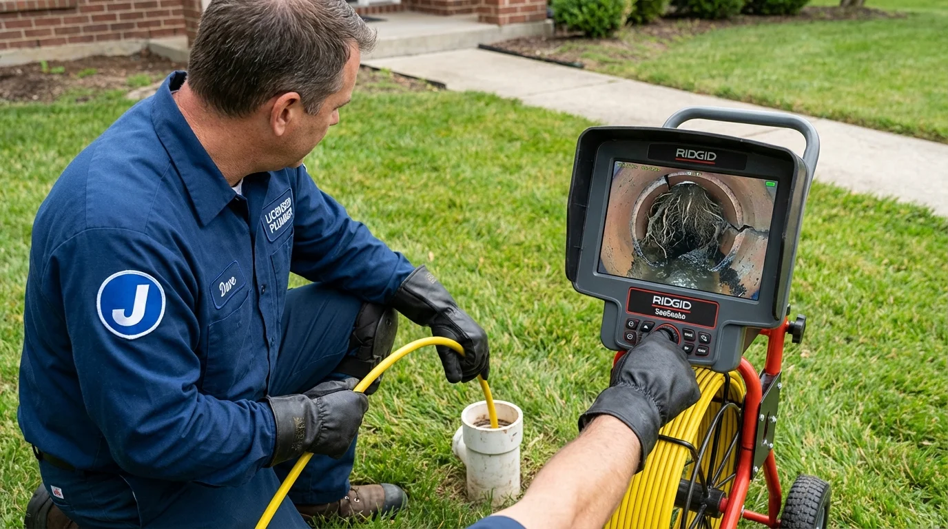 Sewer camera inspection being performed by Johns Plumbing LLC in West Stockbridge