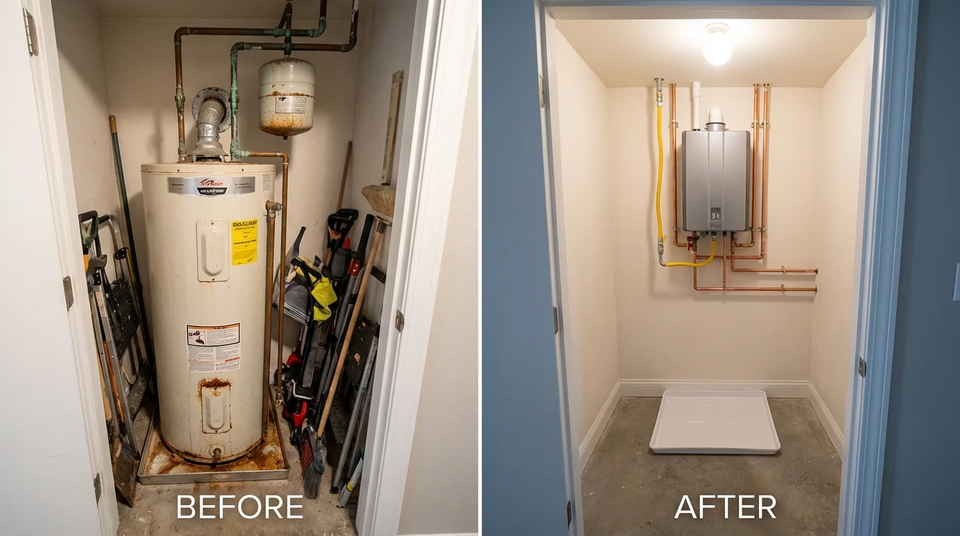 Tank water heater versus wall-mounted tankless unit comparison for West Stockbridge, MA homeowners